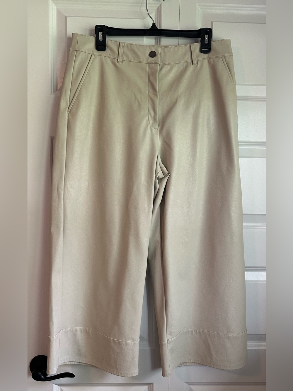 White House Black Market Neutral Faux Leather Wide-Leg Pants